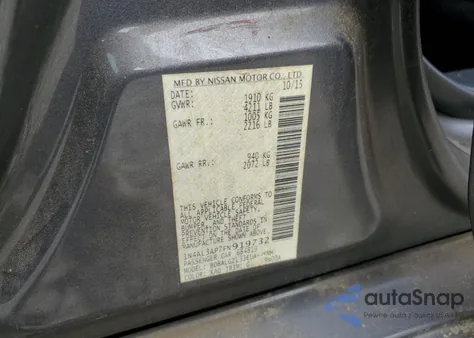 2015 Nissan Altima 2.5 из США, поврежденный, VIN 1N4AL3AP7FN919732